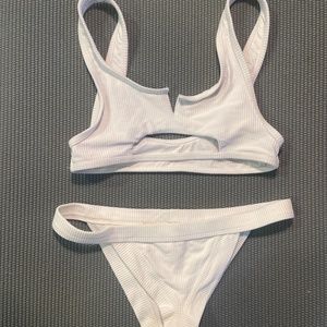White Frankie’s Bikini size M under boob top Size Large bottom